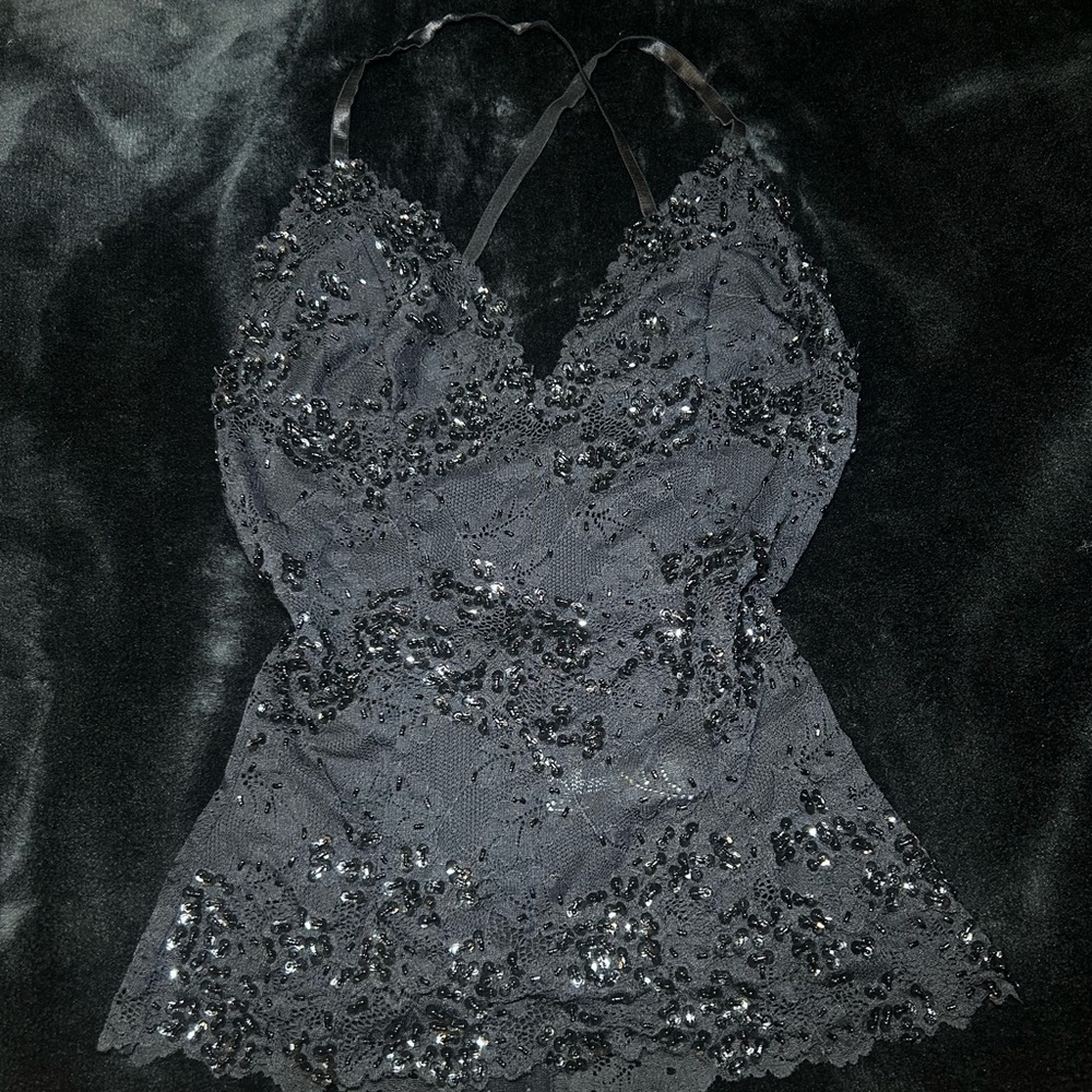 Vintage Bebe Sequin Beaded Corset Top